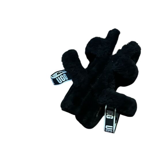 VERY NICE UGG Fluff Oh Yeah Slide black Sheepskin Slipper Shoes Women's Size 9 G - Picture 6 of 10